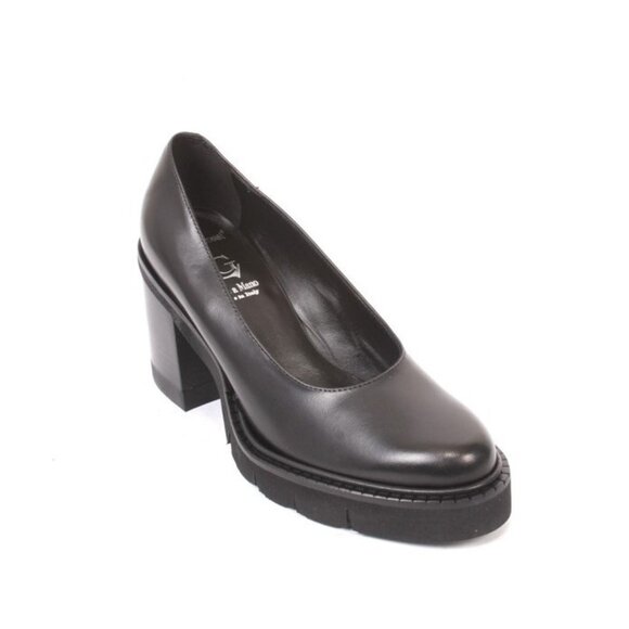 Luca Grossi 139a Black Leather Platform Heel Shoes Pumps - Picture 1 of 8